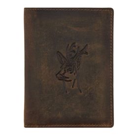   Giorgio Carelli bőr magyar vadászengedély tartó őzbakfej motívummal, RFID védelemmel