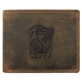   Giorgio Carelli vaddisznó fej motívumos bőr pénztárca RFID védelemmel, 12 × 9,5 cm