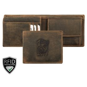   Giorgio Carelli vaddisznó fej motívumos bőr pénztárca RFID védelemmel, 12 × 9,5 cm
