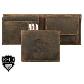   Giorgio Carelli vaddisznó motívumos bőr pénztárca RFID védelemmel, 12 × 9,5 cm