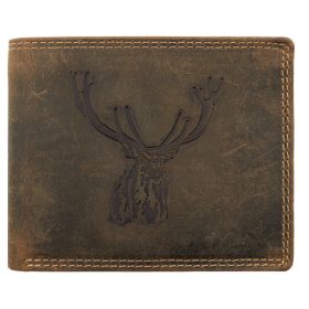   Giorgio Carelli szarvas fej motívumos bőr pénztárca RFID védelemmel, 12 × 9,5 cm