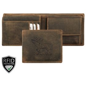   Giorgio Carelli szarvas motívumos bőr pénztárca RFID védelemmel, 12 × 9,5 cm