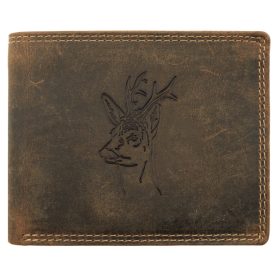   Giorgio Carelli őz fej motívumos bőr pénztárca RFID védelemmel, 12 × 9,5 cm