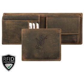   Giorgio Carelli őz fej motívumos bőr pénztárca RFID védelemmel, 12 × 9,5 cm