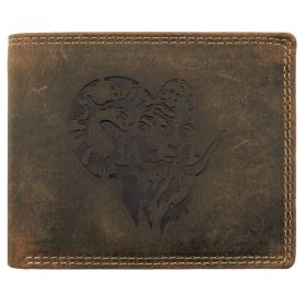   Giorgio Carelli muflon fej motívumos bőr pénztárca RFID védelemmel, 12 × 9,5 cm