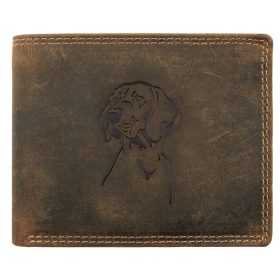   Giorgio Carelli vizsla fej motívumos bőr pénztárca RFID védelemmel, 12 × 9,5 cm