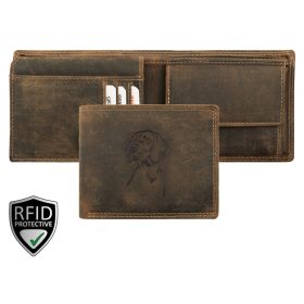  Giorgio Carelli vizsla fej motívumos bőr pénztárca RFID védelemmel, 12 × 9,5 cm