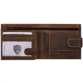   Giorgio Carelli címeres festett motívumos bőr pénztárca, RFID védelemmel 11,5 x 8,5 cm