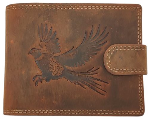 Giorgio Carelli fácán motívumos bőr pénztárca, RFID védelemmel 11,5 x 8,5 cm