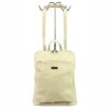 MiaMore 01-015 olasz bézs női bőr hátizsák 30 x 37 x 15 cm
