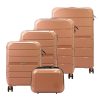 Jony rosegold 5 részes keményfalú bőrönd szett, kozmetikai táskával 30/53/55/67/77 cm