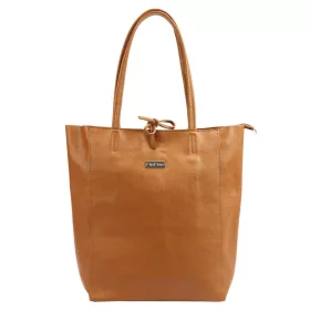   MiaMore 01-014 Z konyak női bőr válltáska, shopper 40 x 38 x 13 cm