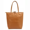MiaMore 01-014 Z konyak női bőr válltáska, shopper 40 x 38 x 13 cm