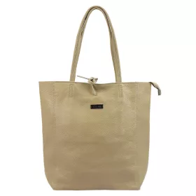   MiaMore 01-014 Z  világosbarna női bőr válltáska, shopper 40 x 38 x 13 cm