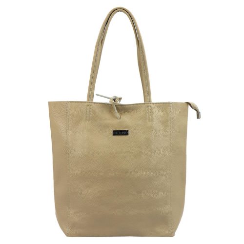 MiaMore 01-014 Z  világosbarna női bőr válltáska, shopper 40 x 38 x 13 cm