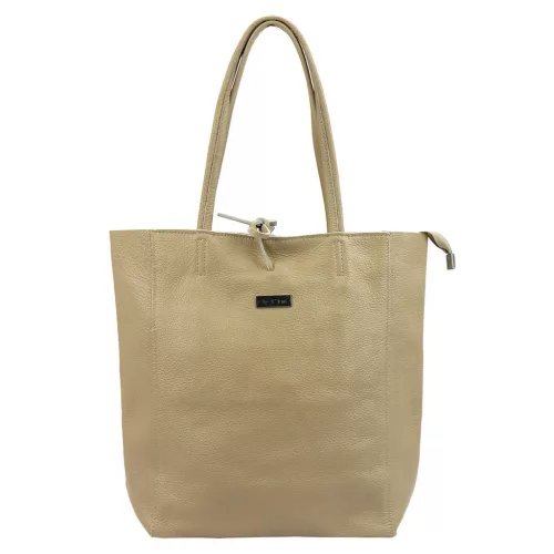 MiaMore 01-014 Z  világosbarna női bőr válltáska, shopper 40 x 38 x 13 cm