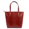 MiaMore 01-011 CROCO piros női bőr válltáska 38 x 32 x 13 cm 