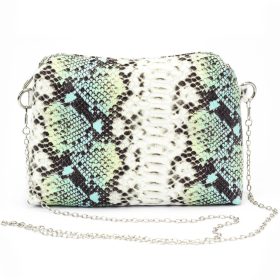   Patrizia 419-051 zöld kígyóbőr mintás női bőr válltáska 22.5 x 15.5 x 7.5 cm