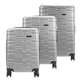   Gravitt 3 db-os ezüst abs keményfalú bőrönd szett 55/67/76 cm