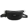 MiaMore 01-029 fekete női bőr övtáska, crossbody 23 x 13 x 6 cm