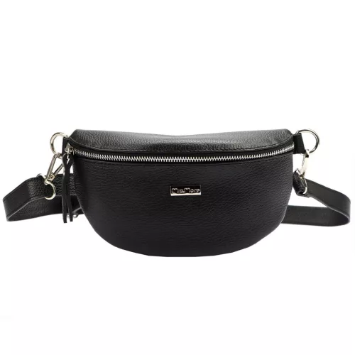 MiaMore 01-029 fekete női bőr övtáska, crossbody 23 x 13 x 6 cm
