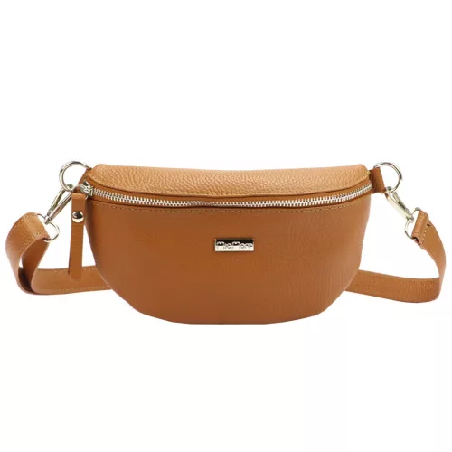 MiaMore 01-029 konyakbarna női bőr válltáska, oldaltáska, crossbody 23 x 13 x 6 cm