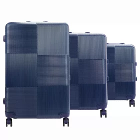   Pierre Cardin prémium minőségű kék pp 3 részes keményfalú bőrönd szett 55/65/75 cm