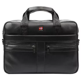  Nordee S134 S fekete férfi bőr aktatáska, laptop 15,6" 38 x 27 x 9 cm