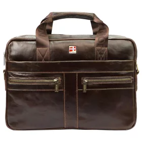   Nordee S134 S barna férfi bőr laptoptáska 15,6" 38 x 27 x 9 cm