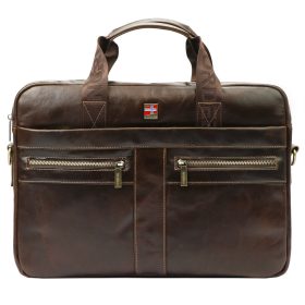   Nordee S134 B barna férfi bőr aktatáska, laptop 15,6" 40 x 28.5 x 9 cm