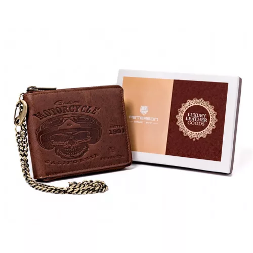 Peterson PTN N992C-03-HWM barna férfi bőr pénztárca 12.5 x 10 x 2 cm