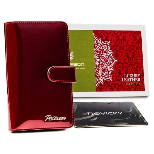 Peterson PTN BC-603 piros női marhabőr pénztárca 10 x 16.5 x 3 cm