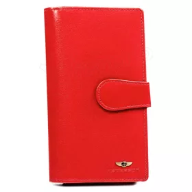   Peterson átkapcsos, piros női bőr pénztárca RFID védelemmel 19 x 10 cm