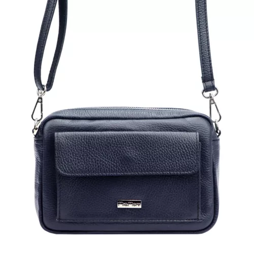 MiaMore 01-041 navy női bőr válltáska, oldaltáska 23 x 16 x 9 cm
