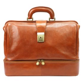   Florence MD-2 konyakbarna fenékrekeszes bőr orvosi táska 38 x 28 x 18 cm