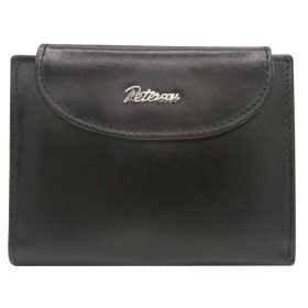   Peterson PTN RD-357-GCL-M fekete női rostbőr pénztárca 12 x 10 x 3 cm