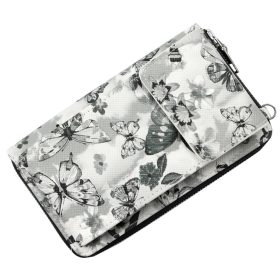   Jessica K-3302 fekete-fehér mintás női rostbőr pénztárca, mobiltelefon tartó 19.5 x 11.5 x 5 cm