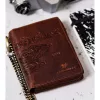 Peterson láncos, barna férfi bőr pénztárca nyomott mintával RFID 13×10 cm