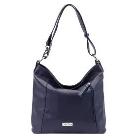   MiaMore 01-045 navy kék női bőr válltáska, oldaltáska 35 x 30 x 13 cm