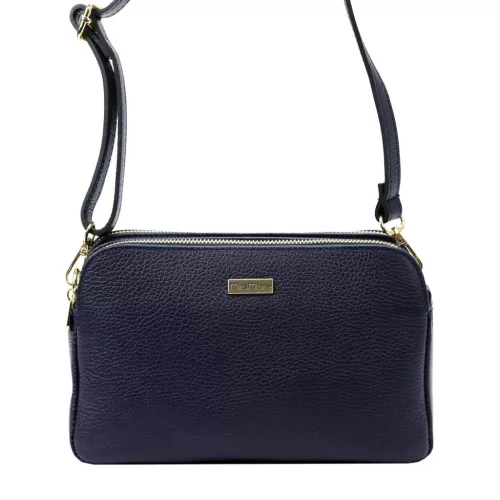 MiaMore 01-046 navy kék női bőr válltáska, oldaltáska 24.5 x 15.5 x 10 cm