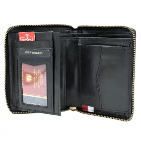   Peterson PTN 340P-01 fekete férfi bőr pénztárca 10 x 12.5 x 2.5 cm