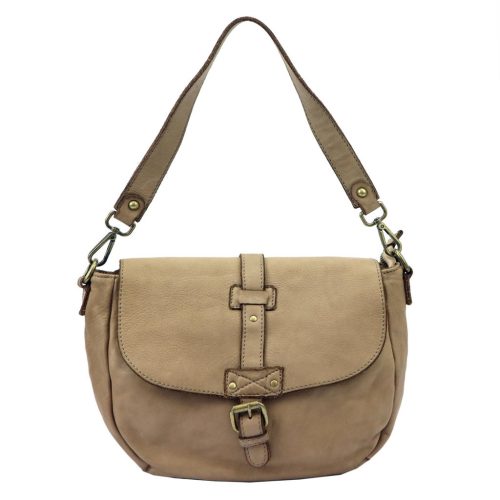 VS 005 taupe női bőr válltáska, oldaltáska 33 x 25 x 12 cm