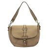 VS 005 taupe női bőr válltáska, oldaltáska 33 x 25 x 12 cm