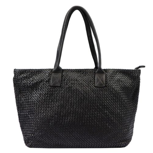VS 010 fekete női bőr válltáska, shopper 46 x 28 x 15 cm