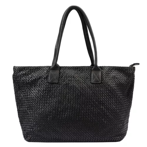 VS 010 fekete női bőr válltáska, shopper 46 x 28 x 15 cm