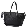 VS 010 fekete női bőr válltáska, shopper 46 x 28 x 15 cm