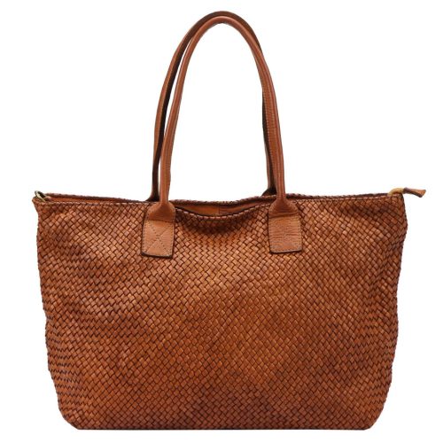 VS 010 barna női bőr válltáska, shopper 46 x 28 x 15 cm