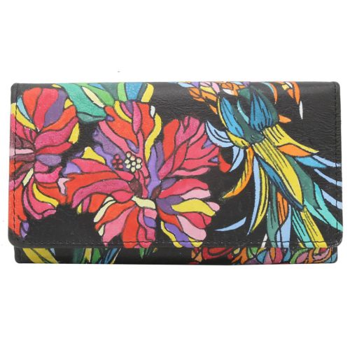 Rovicky R-N22-ART-18 színes virágmintás női bőr pénztárca 18 x 8.5 x 3.5 cm