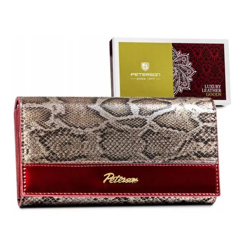 Peterson PTN BS-411 SNAKE-2 piros marhabőr női pénztárca 17.5x9.5x3 cm