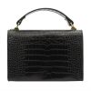 Luka 20-038 CROCO fekete női bőr kézitáska, válltáska 23 x 16 x 7.5 cm